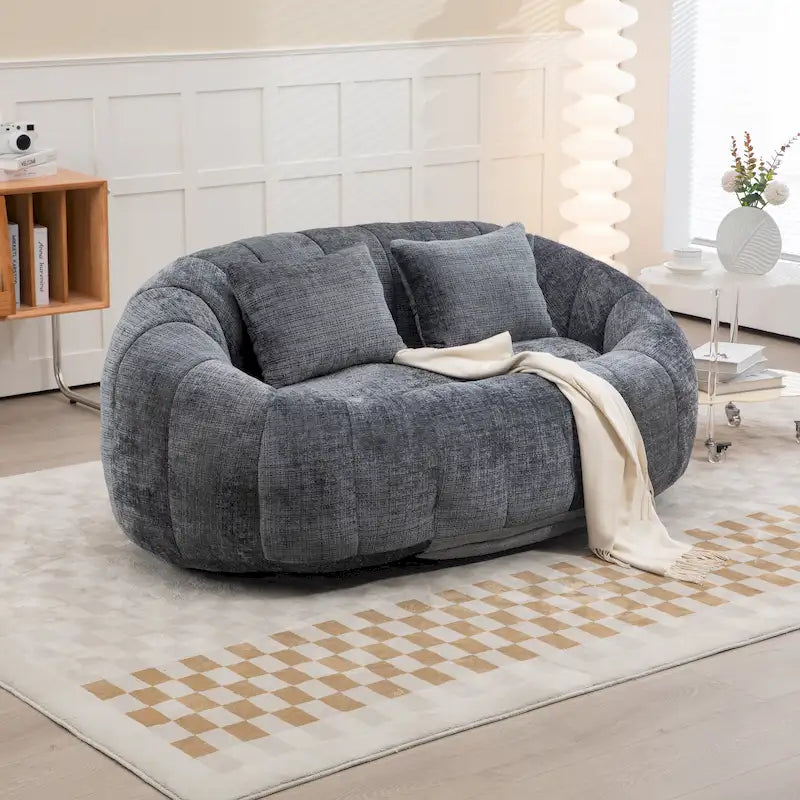 Chaise longue causeuse 59" en chenille rembourrée de mousse