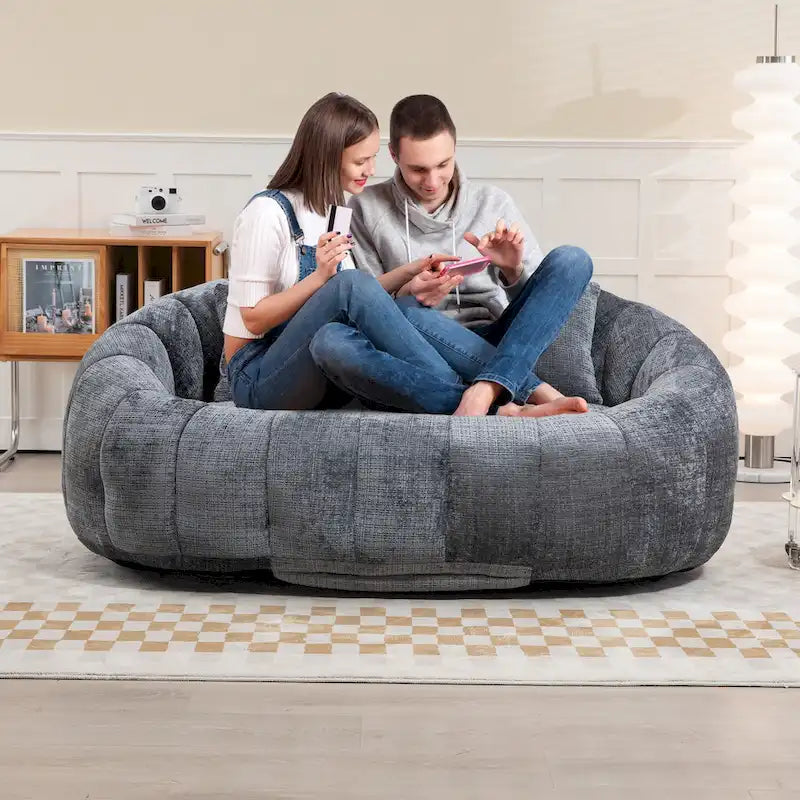 Chaise longue causeuse 59" en chenille rembourrée de mousse