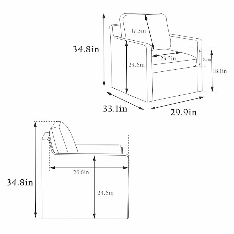 Fauteuil pivotant en chenille avec coussin de dossier amovible