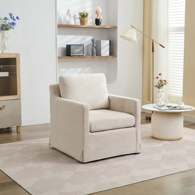Fauteuil pivotant en chenille avec coussin de dossier amovible