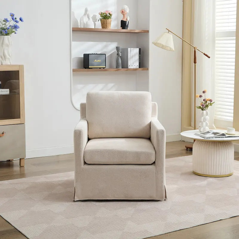 Fauteuil pivotant en chenille avec coussin de dossier amovible