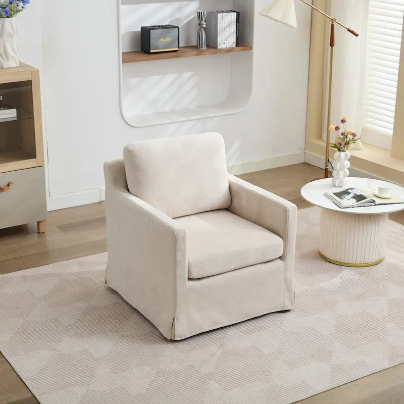 Fauteuil pivotant en chenille avec coussin de dossier amovible