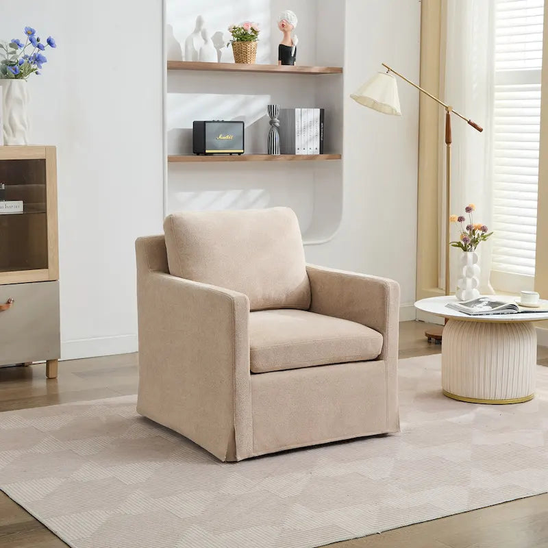 Fauteuil pivotant en chenille avec coussin de dossier amovible