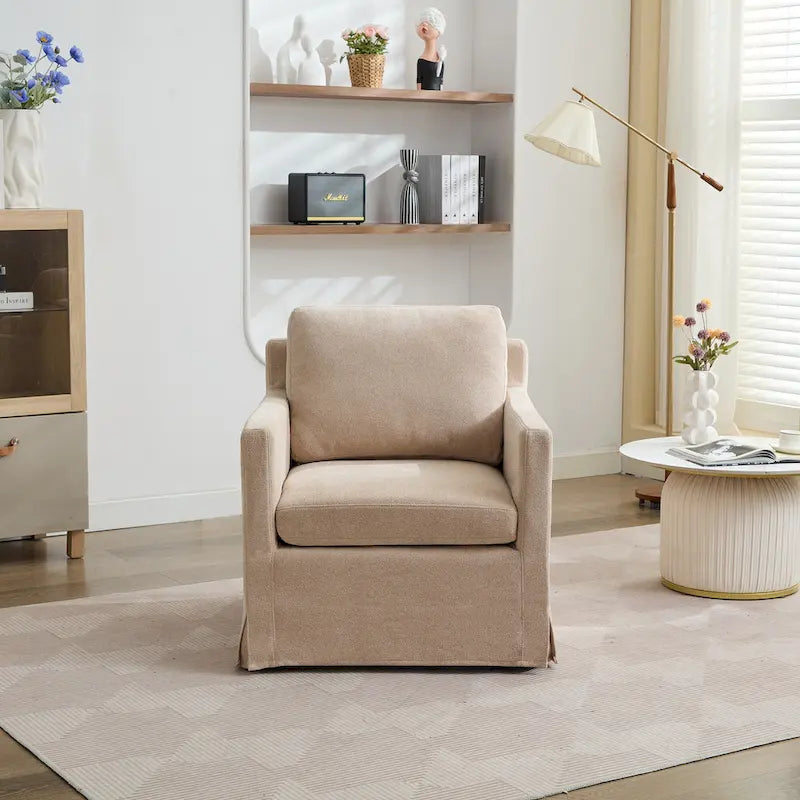 Fauteuil pivotant en chenille avec coussin de dossier amovible