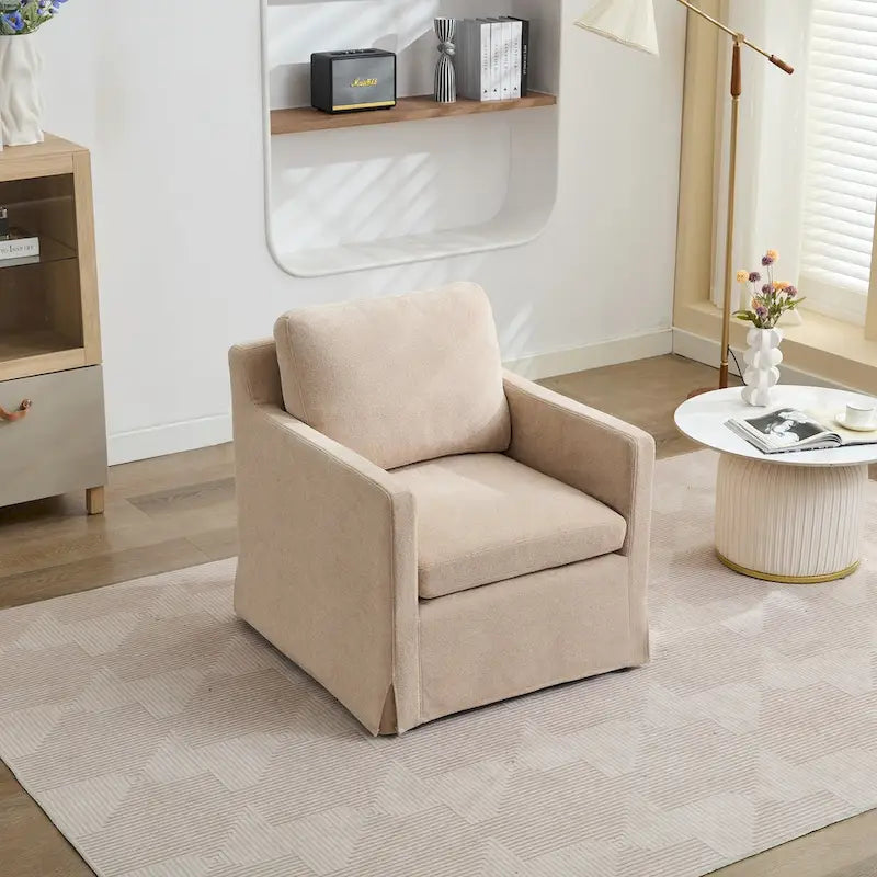 Fauteuil pivotant en chenille avec coussin de dossier amovible