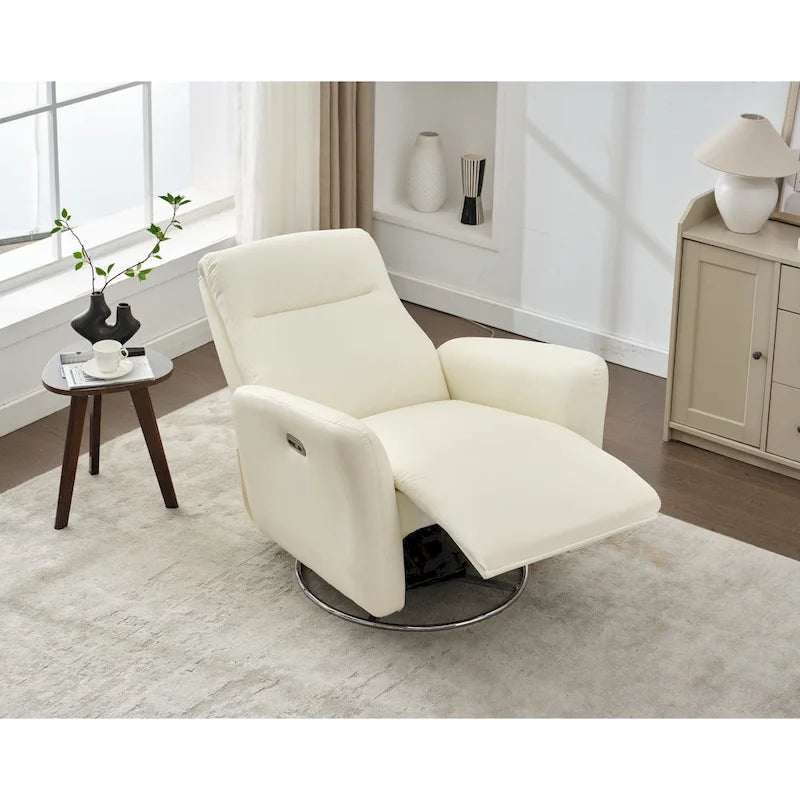 Fauteuil inclinable pivotant et coulissant en similicuir avec ports USB