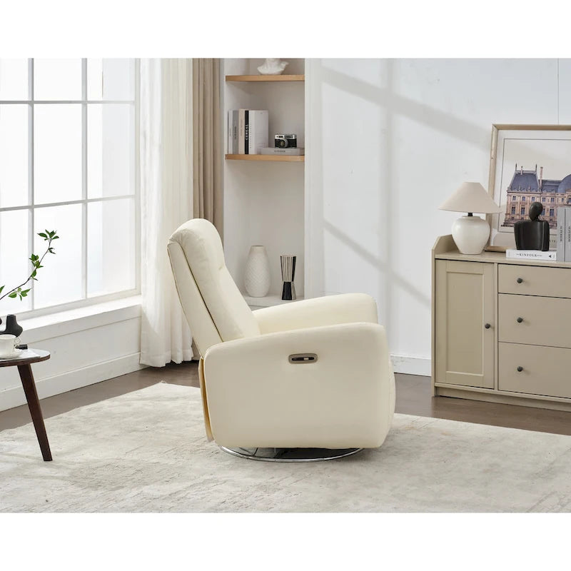 Fauteuil inclinable pivotant et coulissant en similicuir avec ports USB