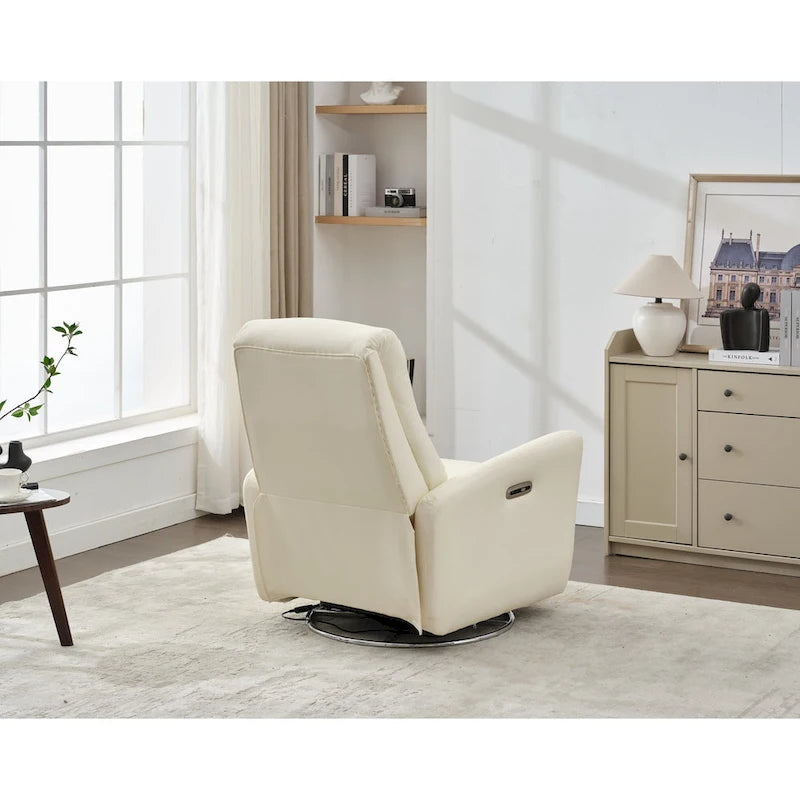 Fauteuil inclinable pivotant et coulissant en similicuir avec ports USB