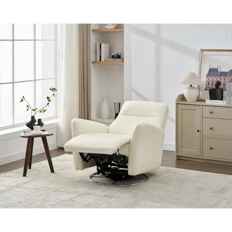 Fauteuil inclinable pivotant et coulissant en similicuir avec ports USB