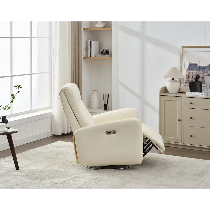 Fauteuil inclinable pivotant et coulissant en similicuir avec ports USB