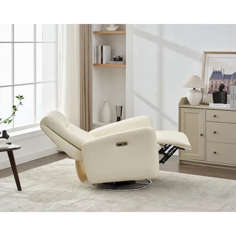 Fauteuil inclinable pivotant et coulissant en similicuir avec ports USB
