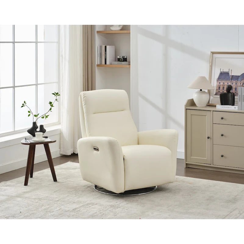 Fauteuil inclinable pivotant et coulissant en similicuir avec ports USB