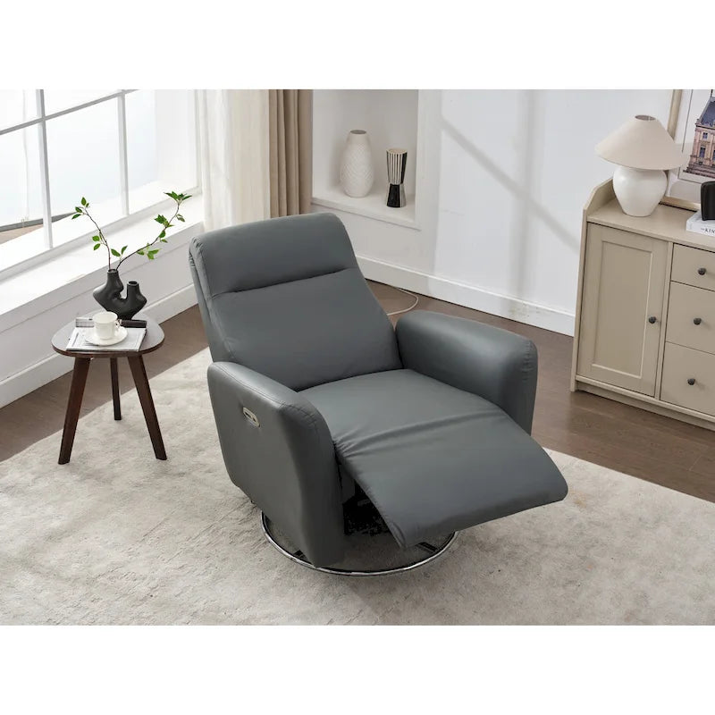 Fauteuil inclinable pivotant et coulissant en similicuir avec ports USB
