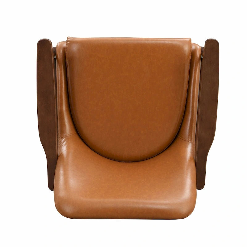 Fauteuil d'appoint en similicuir avec cadre en bois et pieds fuselés