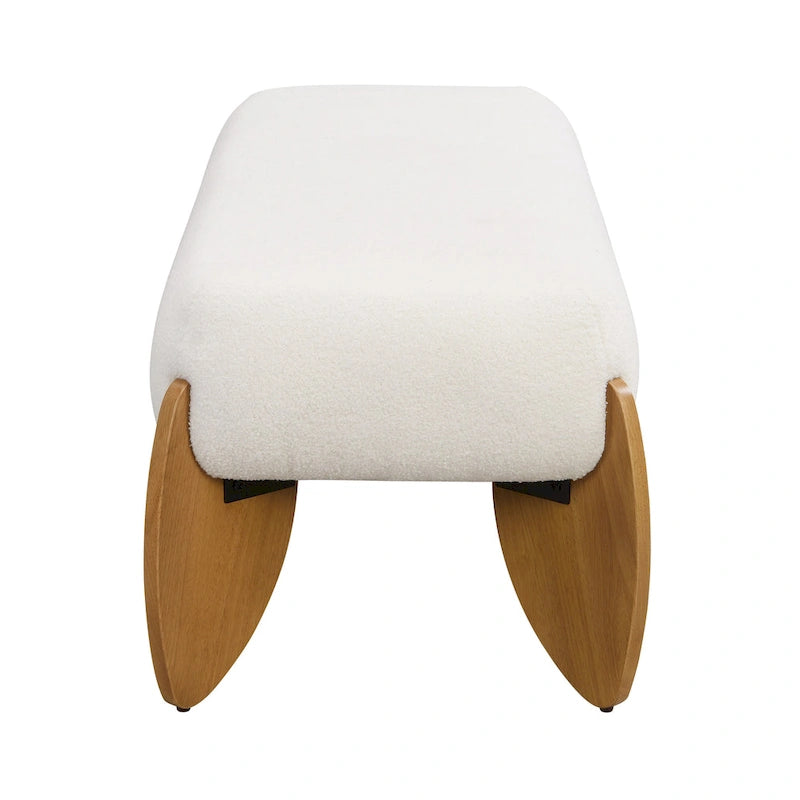 Banc Ottoman en Boucle Blanc – 122 cm (L) x 49,5 cm (l) x 43 cm (H)