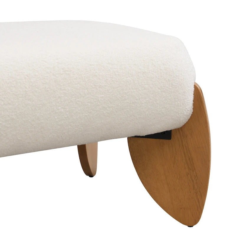 Banc Ottoman en Boucle Blanc – 122 cm (L) x 49,5 cm (l) x 43 cm (H)
