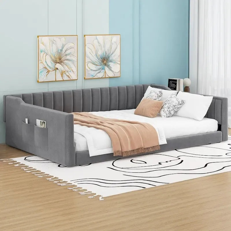 Lit de repos capitonné Full XL avec poche de rangement latérale