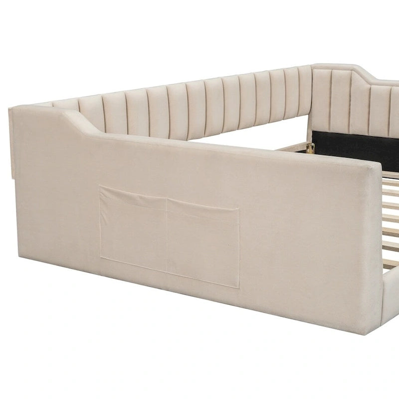 Lit de repos capitonné Full XL avec poche de rangement latérale
