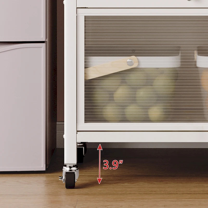 Meuble de rangement de cuisine à roulettes avec compartiment à double porte
