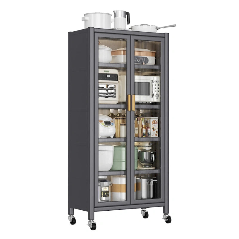 Meuble de rangement de cuisine à roulettes avec compartiment à double porte