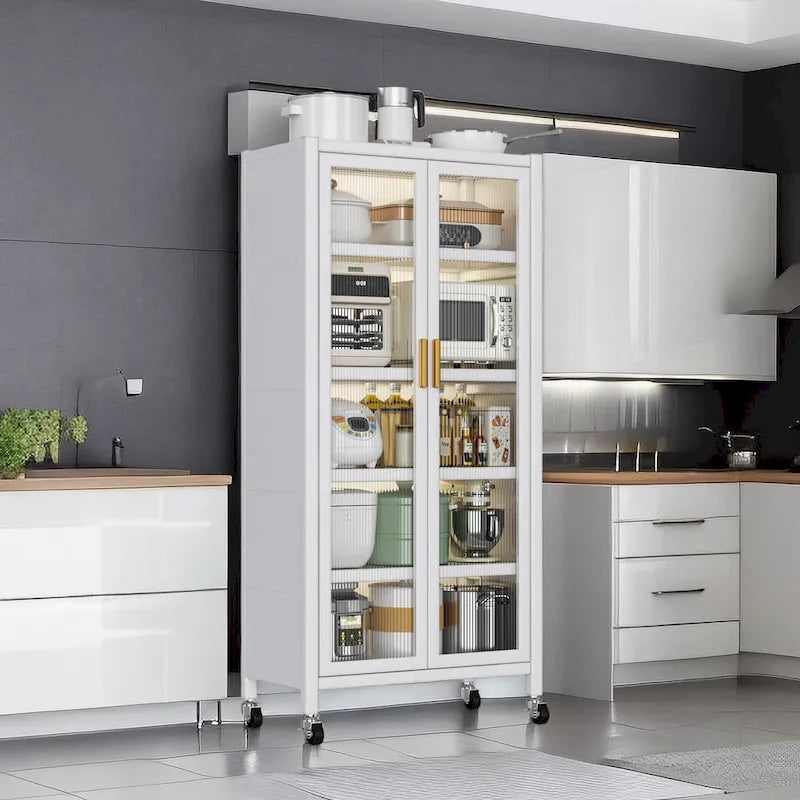 Meuble de rangement de cuisine à roulettes avec compartiment à double porte