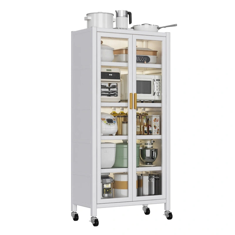 Meuble de rangement de cuisine à roulettes avec compartiment à double porte