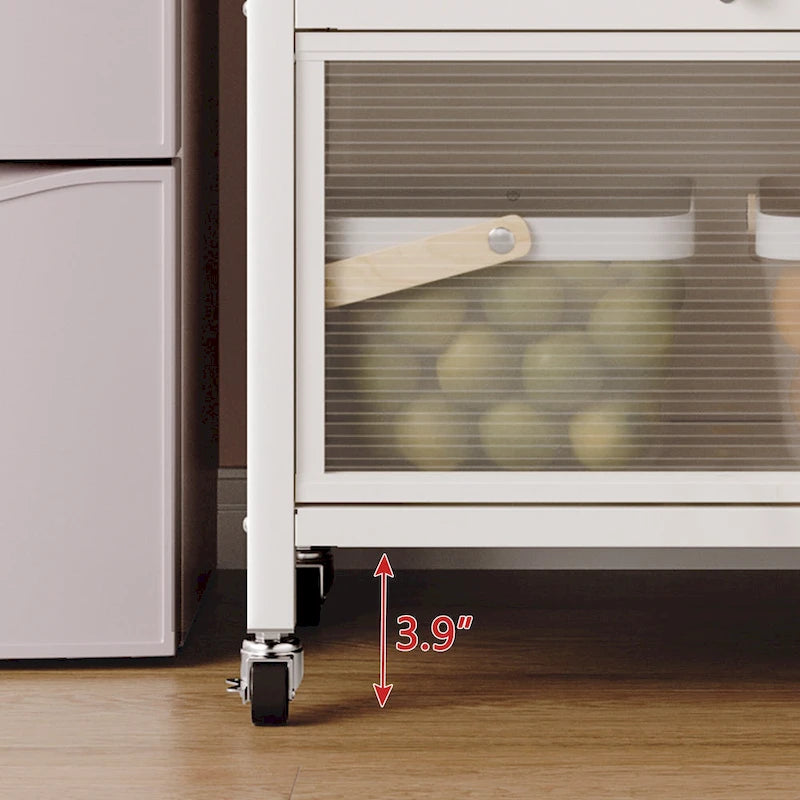 Meuble de rangement de cuisine à roulettes avec compartiment à double porte