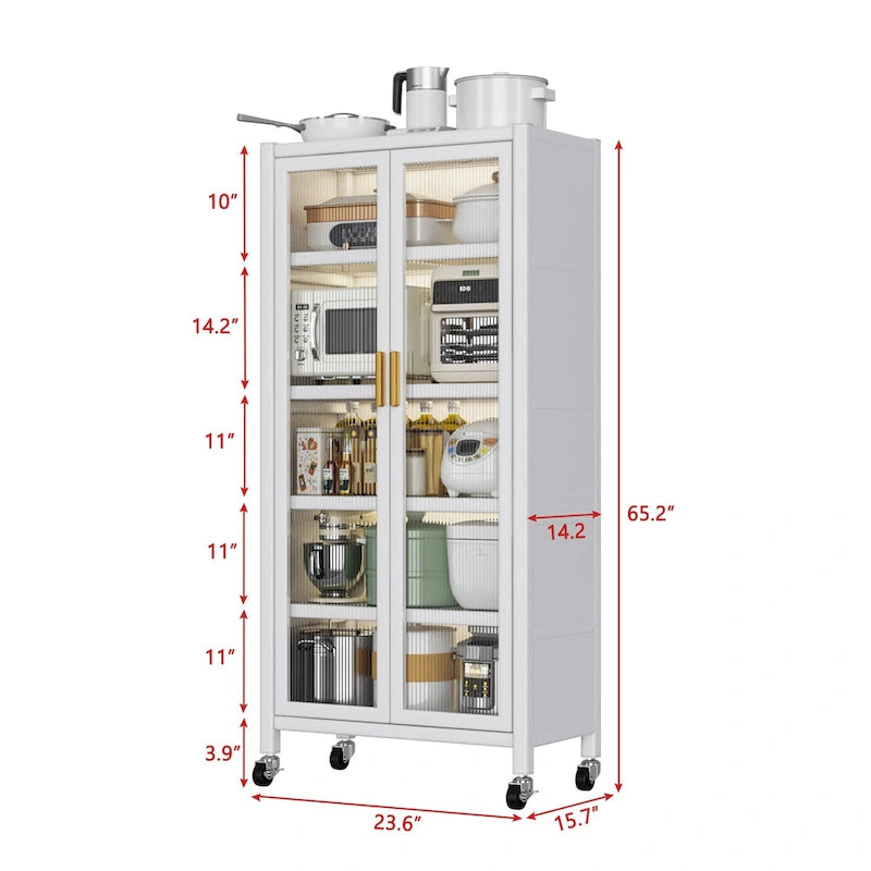 Meuble de rangement de cuisine à roulettes avec compartiment à double porte
