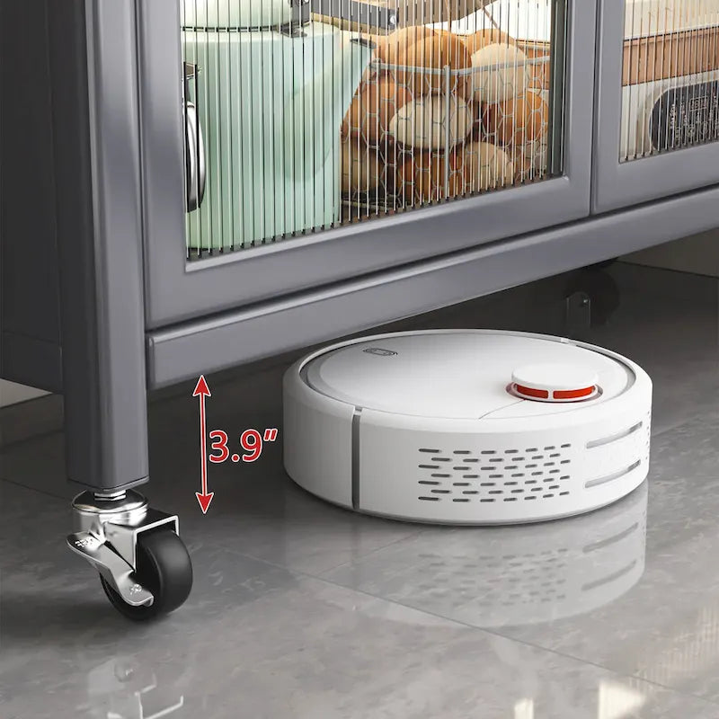Meuble de rangement de cuisine à roulettes avec compartiment à double porte