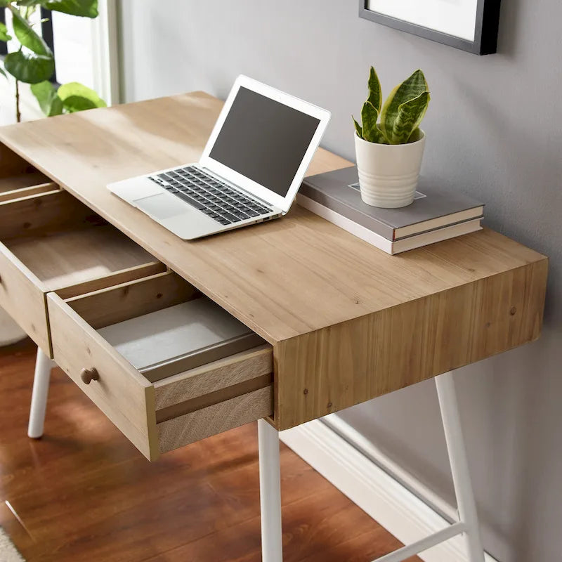 Bureau 3 tiroirs plateau bois