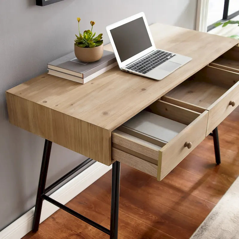 Bureau 3 tiroirs plateau bois