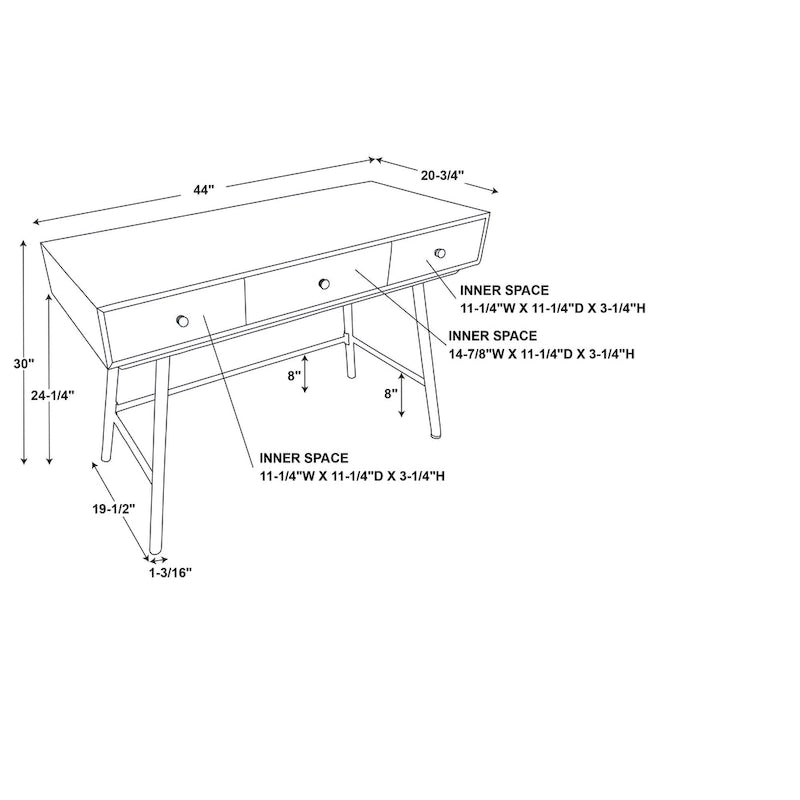 Bureau 3 tiroirs plateau bois