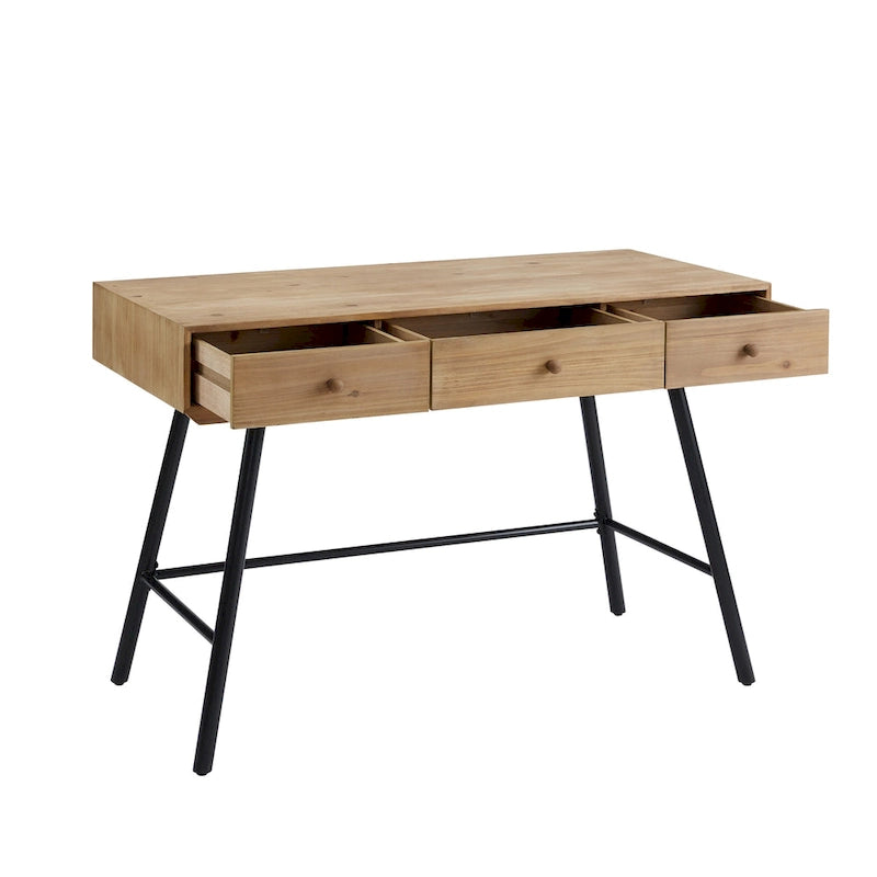 Bureau 3 tiroirs plateau bois