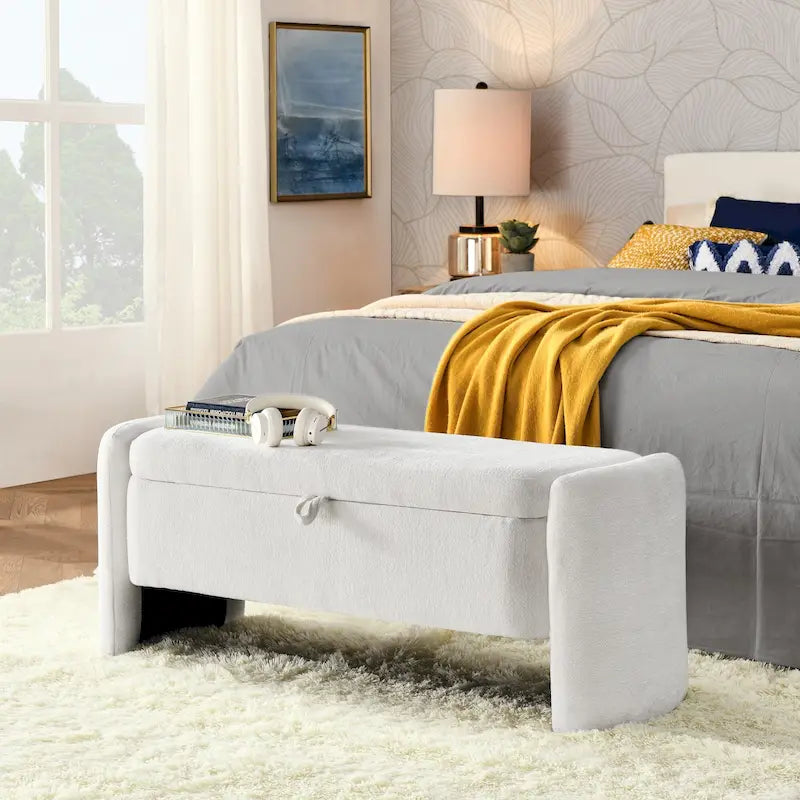 Banc de rangement ovale avec compartiment secret