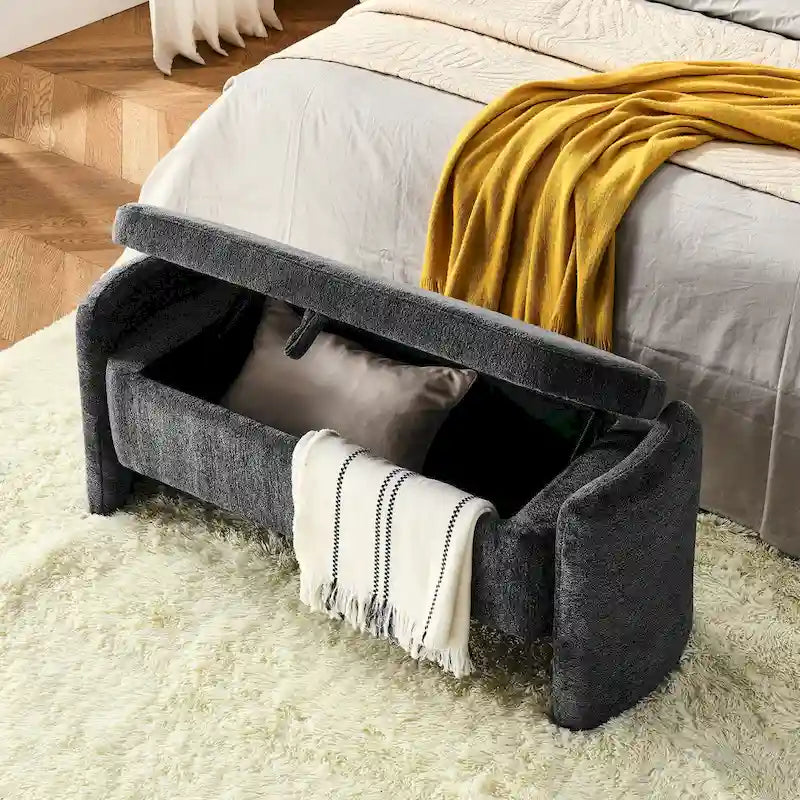 Banc de rangement ovale avec compartiment secret