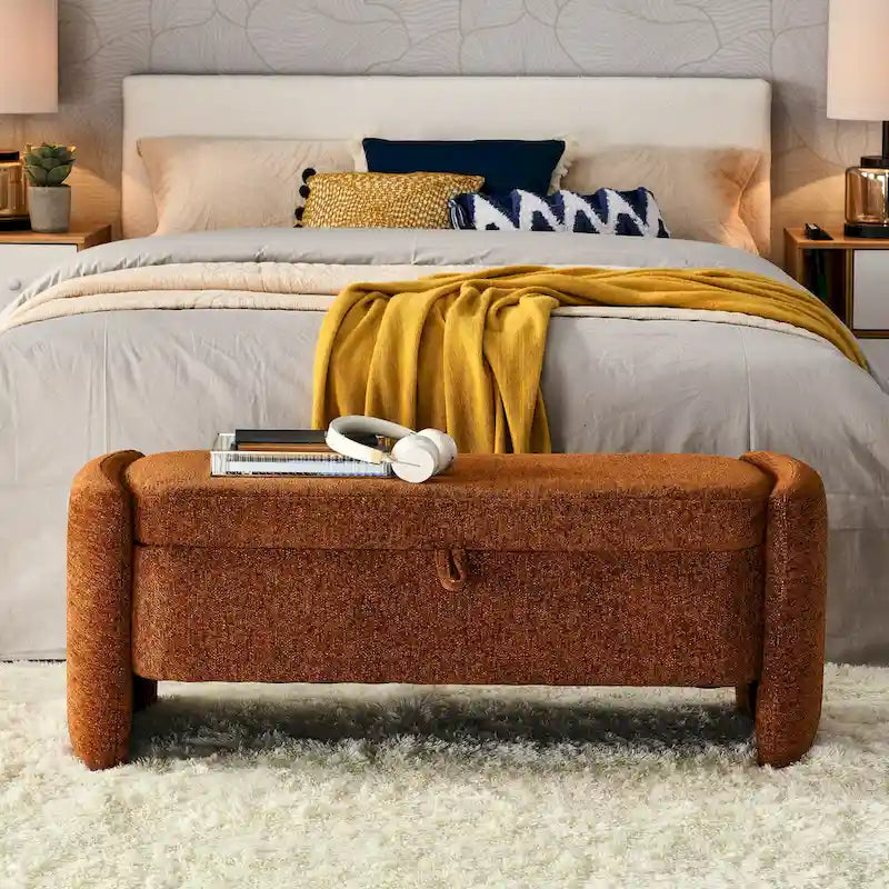 Banc de rangement ovale avec compartiment secret