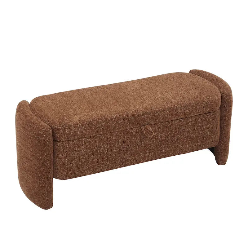 Banc de rangement ovale avec compartiment secret