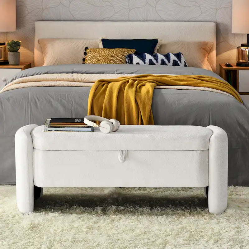 Banc de rangement ovale avec compartiment secret