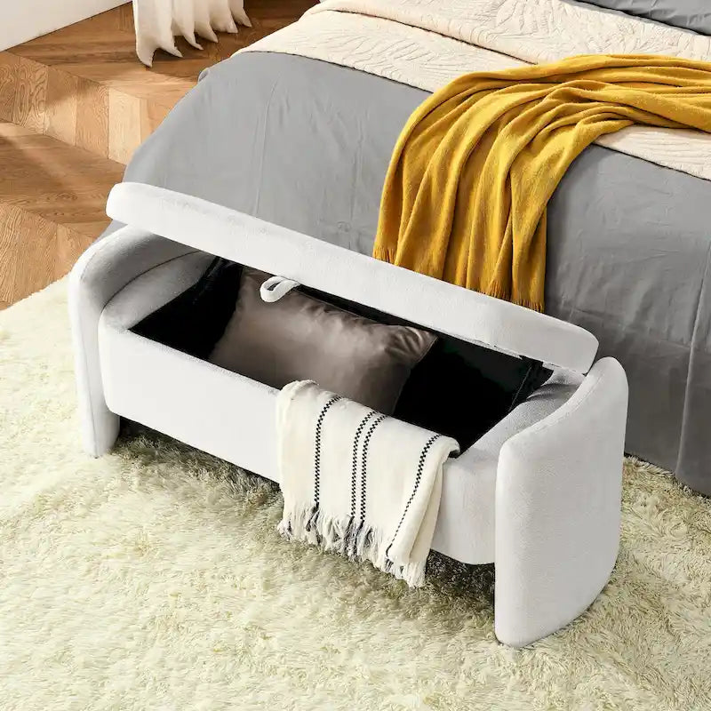 Banc de rangement ovale avec compartiment secret