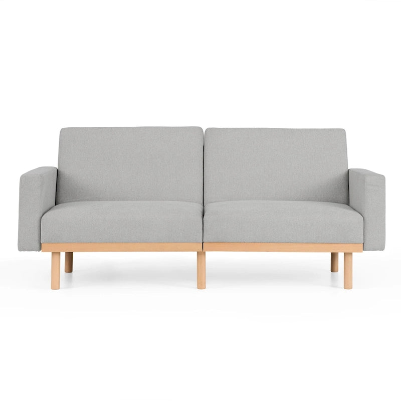 Futon rembourré avec base en bois