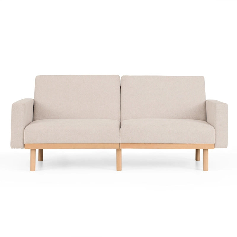 Futon rembourré avec base en bois
