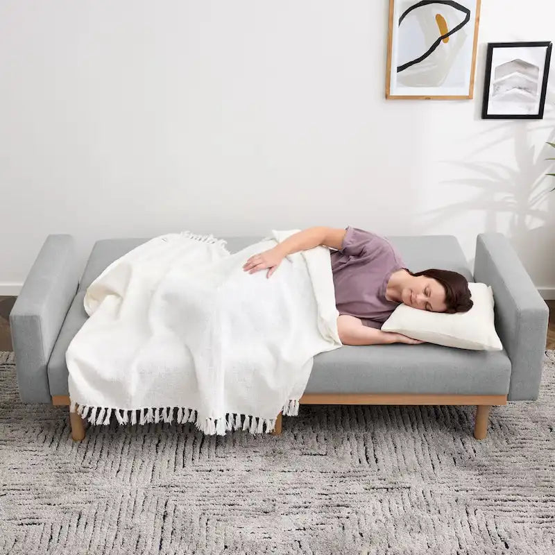 Futon rembourré avec base en bois