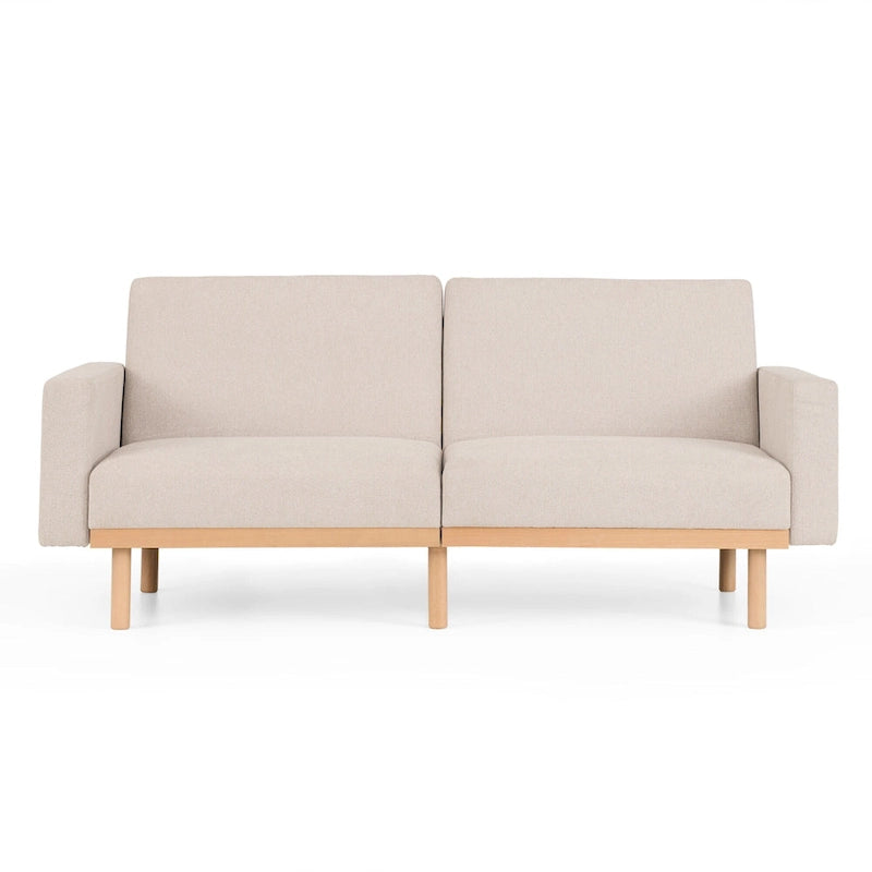 Futon rembourré avec base en bois