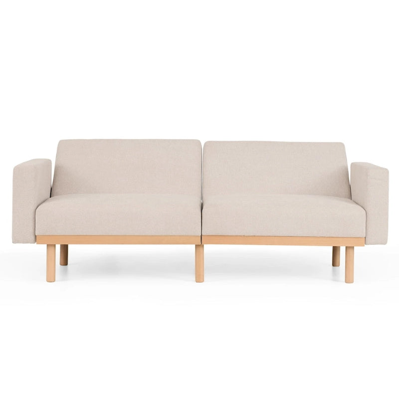 Futon rembourré avec base en bois