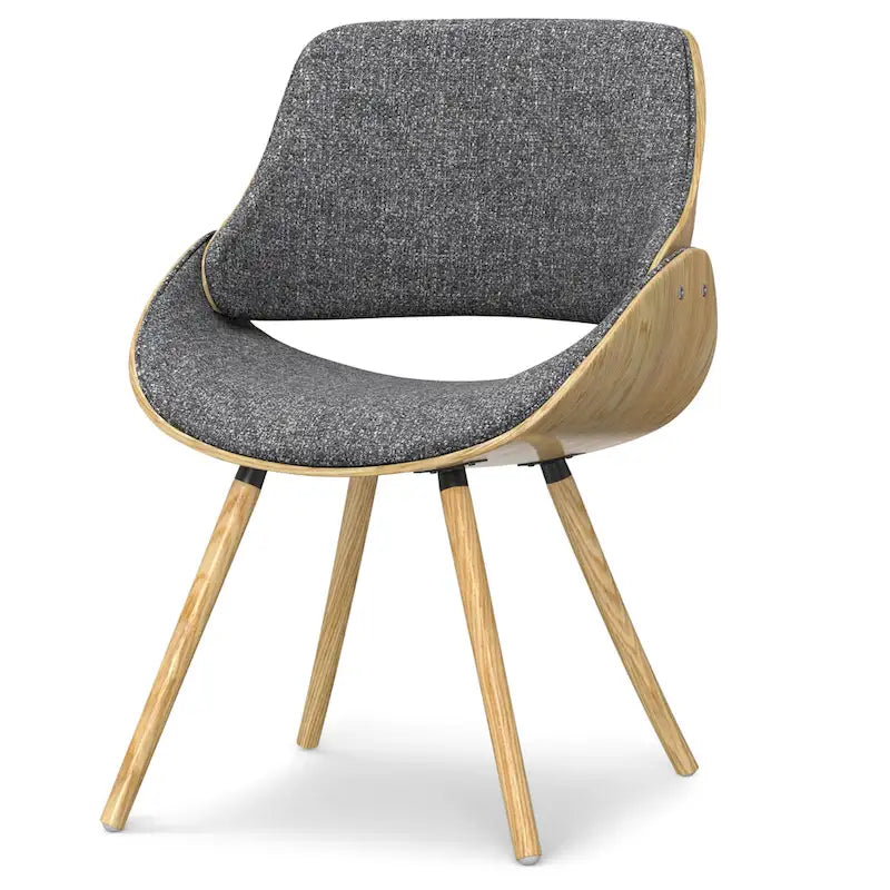 Chaise de salle à manger en bois courbé de style Mid-Century avec assise et dossier rembourrés