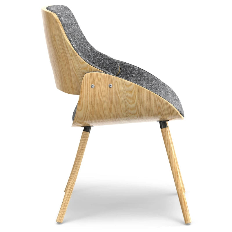 Chaise de salle à manger en bois courbé de style Mid-Century avec assise et dossier rembourrés