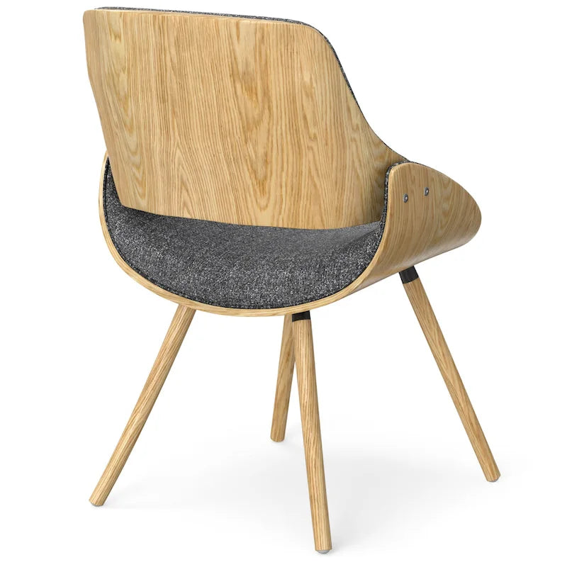 Chaise de salle à manger en bois courbé de style Mid-Century avec assise et dossier rembourrés
