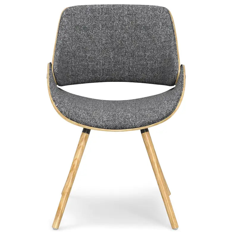 Chaise de salle à manger en bois courbé de style Mid-Century avec assise et dossier rembourrés