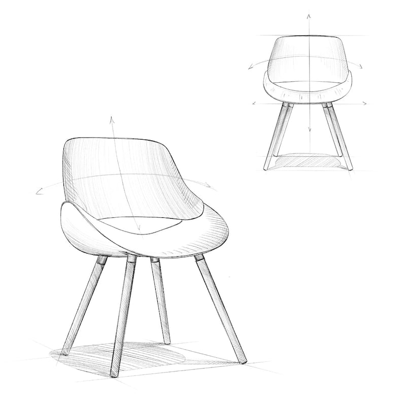 Chaise de salle à manger en bois courbé de style Mid-Century avec assise et dossier rembourrés