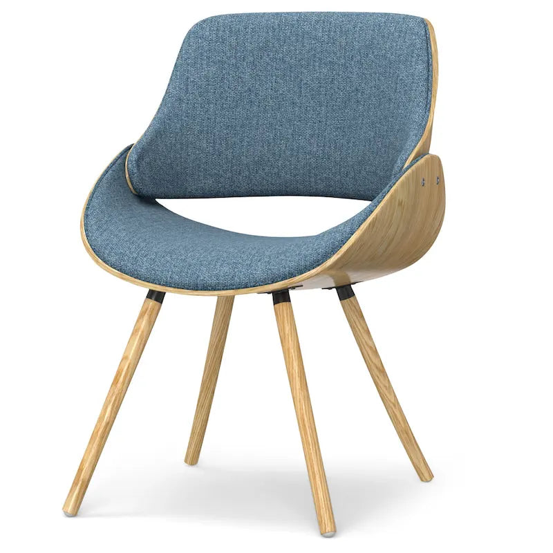 Chaise de salle à manger en bois courbé de style Mid-Century avec assise et dossier rembourrés